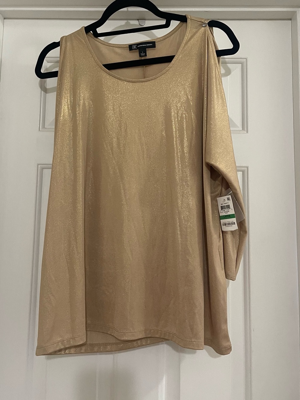 Macy's Metallic Gold One-Shoulder Tunic